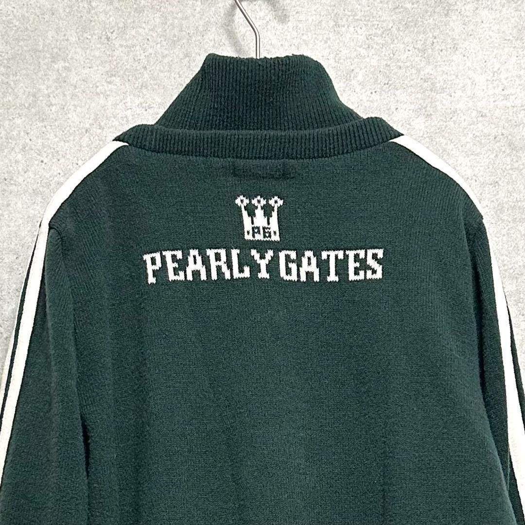 PEARLY GATES パーリーゲイツ ロゴ 2way スニード ニットブルゾン ジャケット 裏地付き 蓄熱 防風 緑グリーン サイズ2 L相当 ゴルフウエア GOLF WHITEMONARCHHOTEL_COM