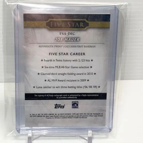 25枚限定！】2021 Topps Five Star ジョー・マウアー 直筆サインカード