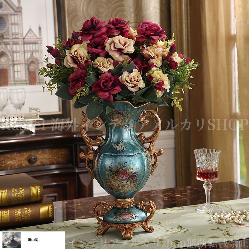 花瓶 アンティーク 生花 おしゃれ 北欧 ヨーロッパ 丸 大きいサイズ 大型 口が広い 韓国 モダン フラワーベース 花器 運気