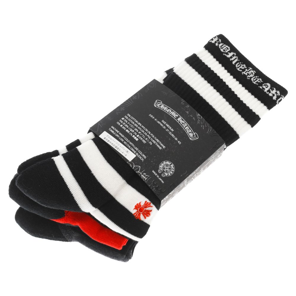 CHROME HEARTS (クロムハーツ) SOCKS CH STRIPES 3PK ストライプ柄靴下