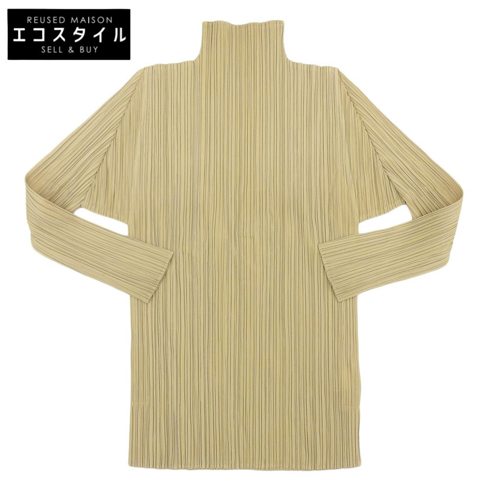ISSEY MIYAKE イッセイミヤケ ISSEY MIYAKE イッセイミヤケ モックネック プリーツ ロングスリーブ カットソー トップス レディース ベージュ M IM31-PK604 M
