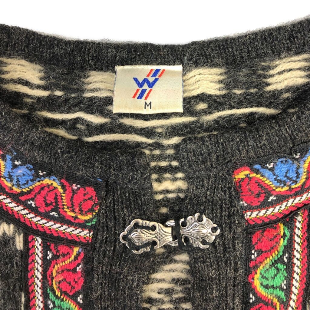 90年代 チロリアンニットセーター ユーロ 総柄 グレー (メンズ M) 中古 古着 R6906 90年代 チロリアンニットセーター ユーロ 総柄 グレー (メンズ M) 中古