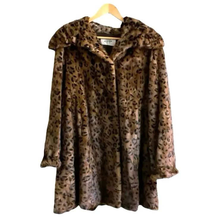 あちゃちゅむ毛皮コート 黒 レオパードボタン 2color 】B-3