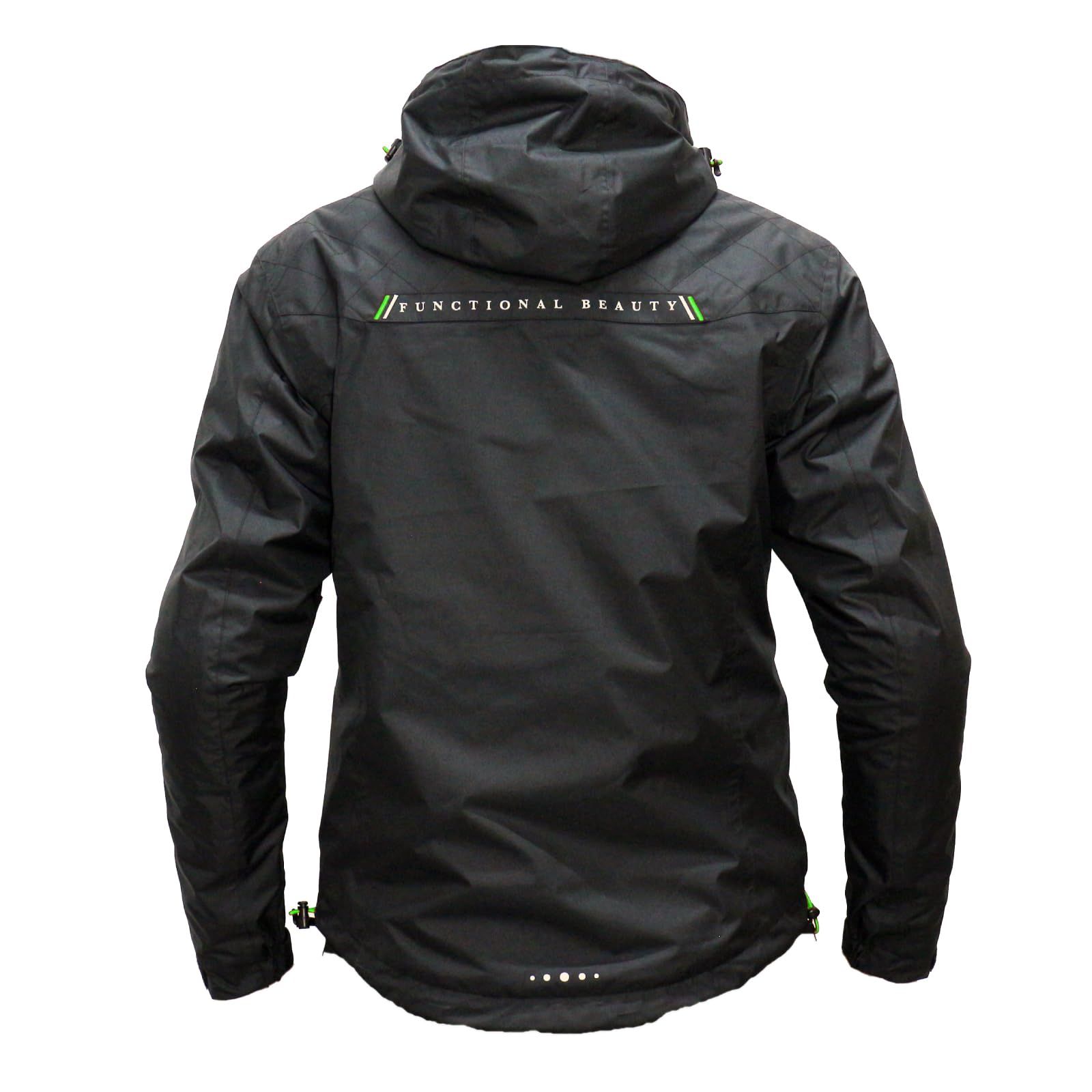 モトベース 春秋モデル 防風 防水 バイク用ジャケット プロテクション ウインドブレーカー ジャケット｜MBWB-01 ｜ブラック グリーン｜LL