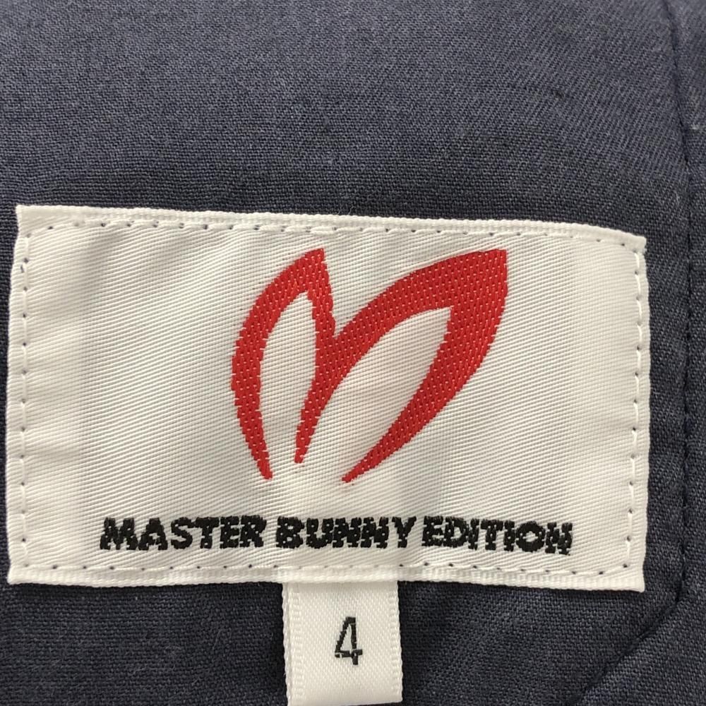 MASTER BUNNY EDITION - マスターバニー パンツ ネイビー 織生地 ロゴ白 ストレッチ メンズ 4(M) ゴルフウェア MASTER BUNNY EDITION マスターバニー パンツ ネイビー 織生地 ロゴ白 ストレッチ
