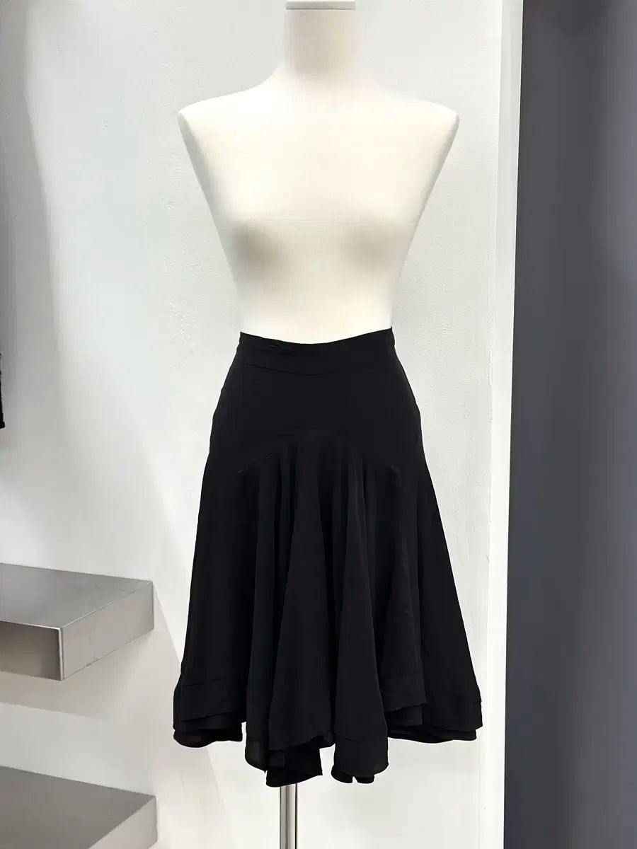 BALENCIAGA バレンシアガ 00s アシンメトリー フ シルク スカート