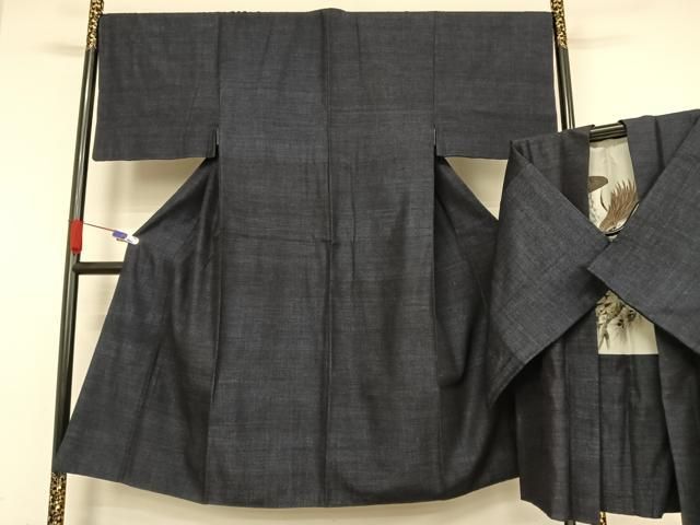 平和屋着物●男性 結城紬 アンサンブル 杢 正絹 AABA5069np