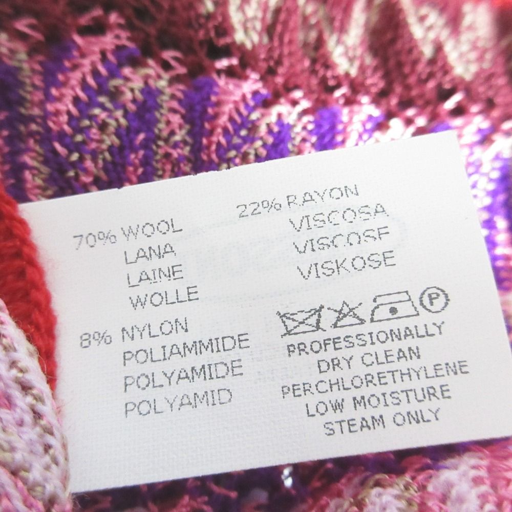 MISSONI - 良品 MISSONI ミッソーニ シェブロン クロッシェ ニットカーディガン 40 レッド レディース 古着 中古 USED 良品 MISSONI ミッソーニ シェブロン クロッシェ ニット