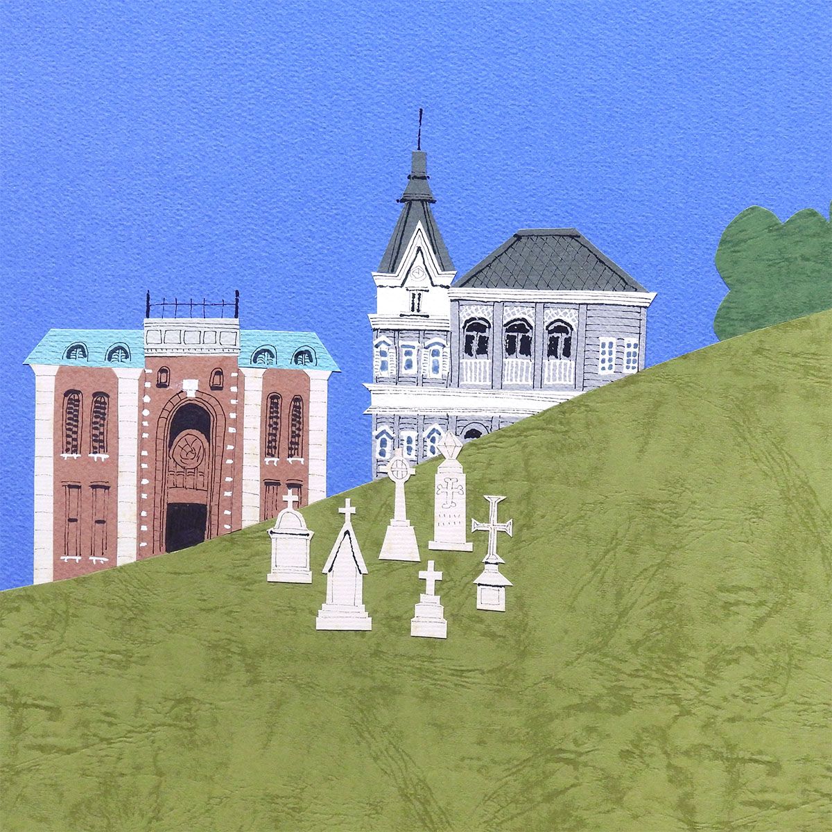 柳原良平 山手の丘 切り絵20号 風景画 鑑定書付 本掲載 原画 絵画 真作保証 最終値下げ 柳原良平 山手の丘 切り絵20号 風景画 鑑定書付 解説