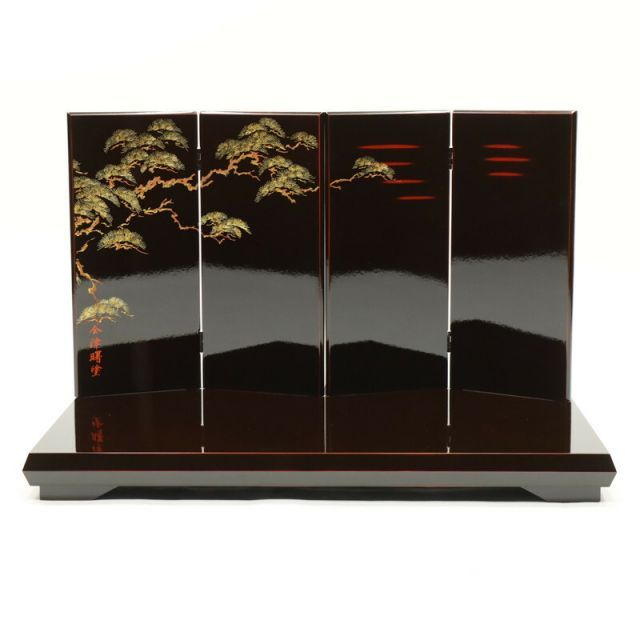 アウトレット品 インテリア 台屏風セット 70×1-13号 羽衣 会津曙塗平