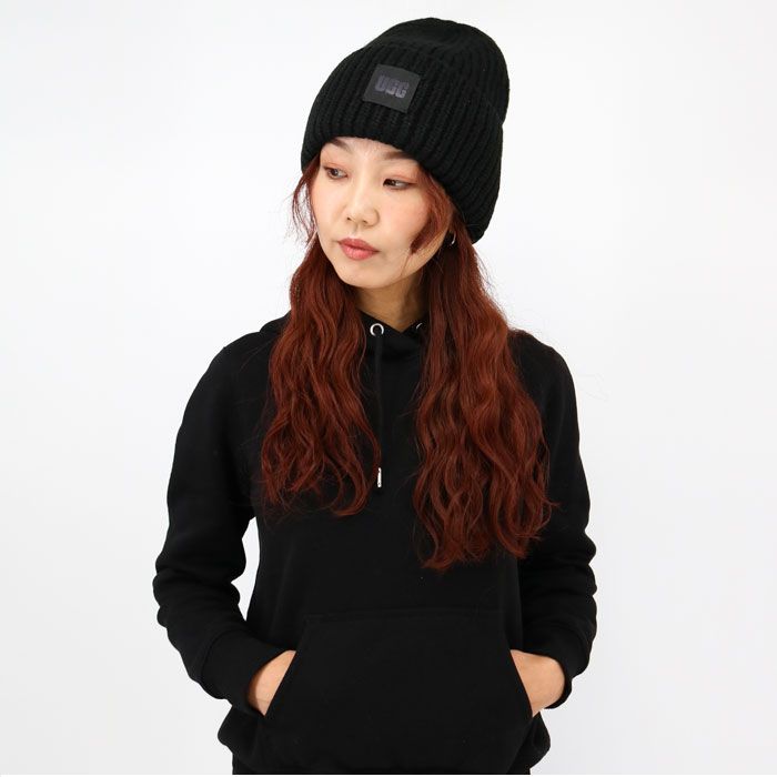 □UGG アグ 20061 U CHUNKY RIB BEANIE チャンキーリブ ビーニー ロゴ