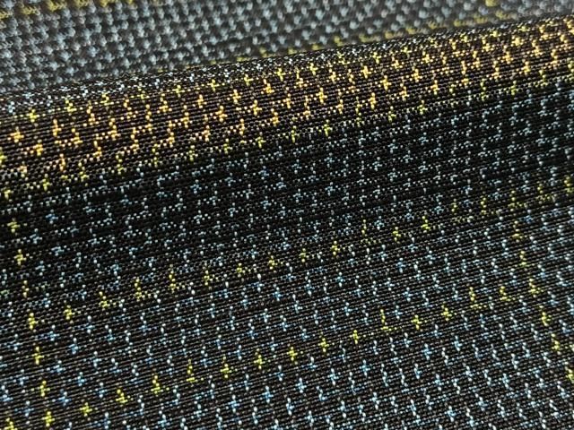 平和屋着物▽お召 単衣 紬地 絞り 幾何学文様 ロング丈 正絹