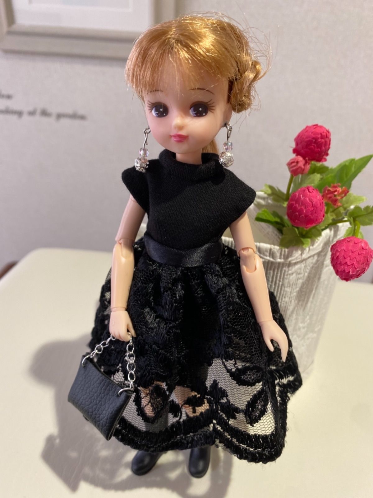 リカちゃん ハンドメイド スカート 花柄 レース26 着せ替え服