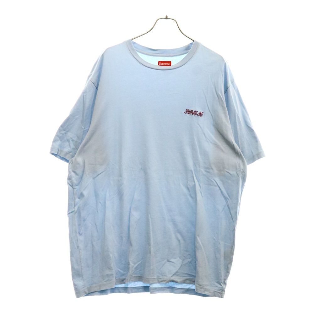 SUPREME (シュプリーム) 23SS Washed Script S/S Top ウォッシュドスクリプト ロゴ刺繍 半袖Tシャツ カットソー ブルー
