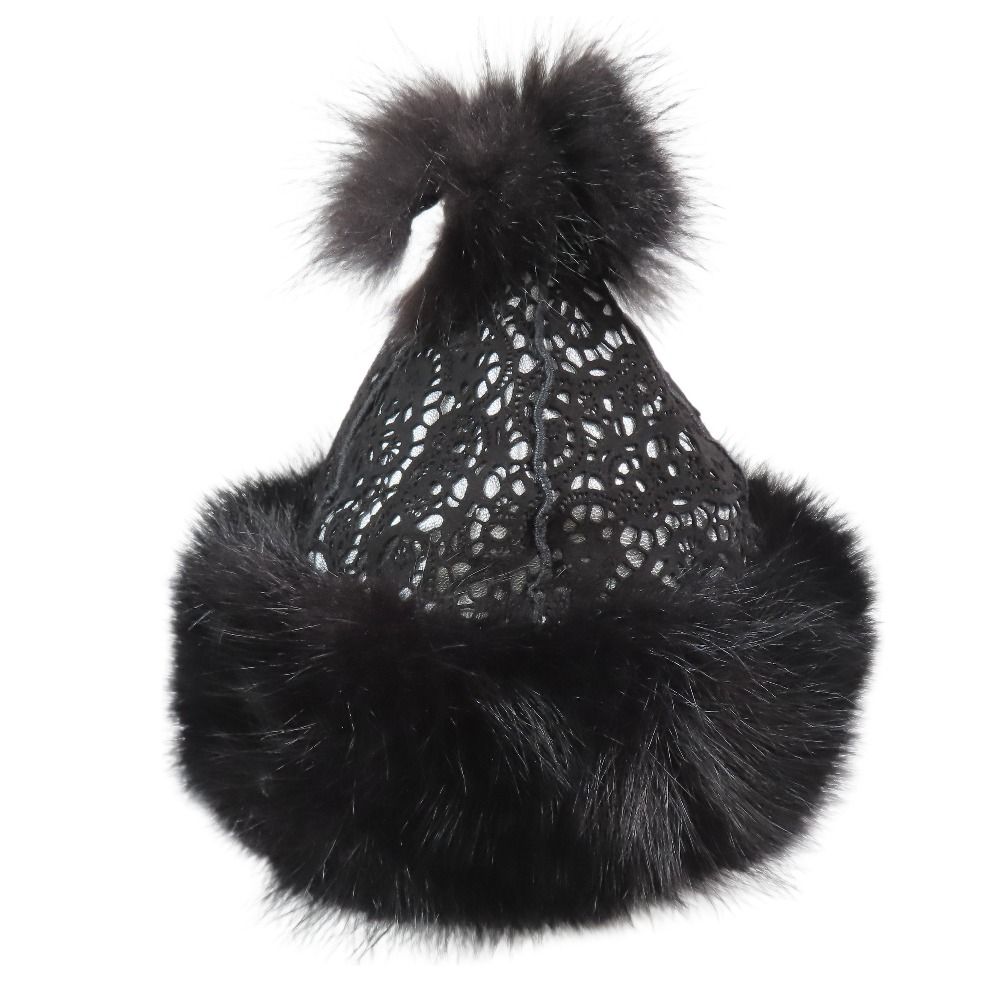 Christian Dior クリスチャンディオール ガリアーノ期 フィッシャーファー レース ワッチキャップ 帽子 裏トロッター 58 黒 レディース 古着