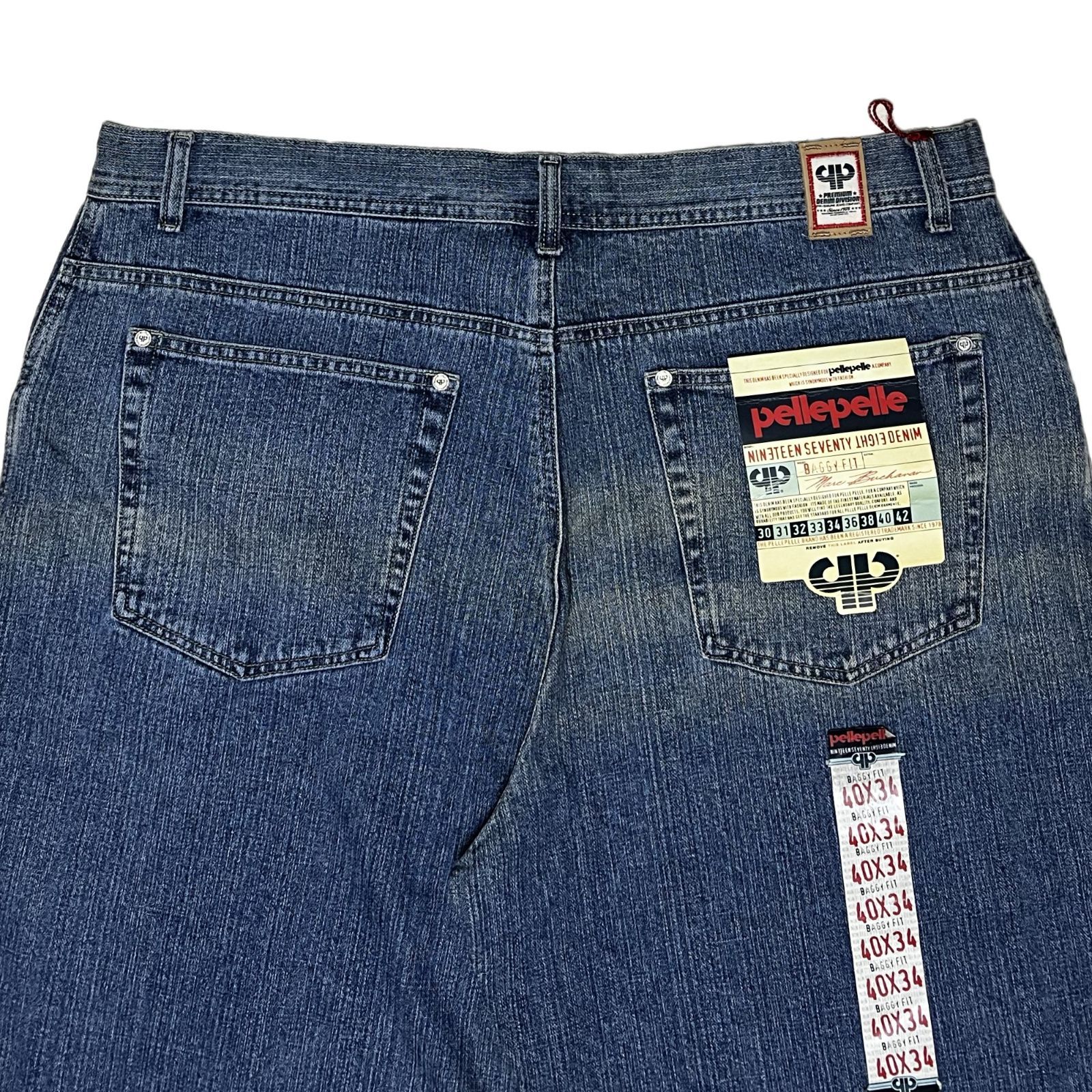 PELLE PELLE デニムパンツ バギー Y2Kロゴプリント ワイドパンツ 90s ペレペレ デニムペインターパンツ 40 ブラック Pelle Pelle