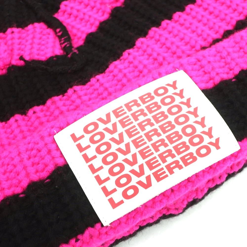 中古】チャールズジェフリーラバーボーイ Charles Jeffrey LOVERBOY ウールナイロン ボーダー ニットキャップ  ネオンピンクxブラック【レディース】 - メルカリ