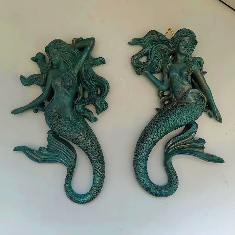 壁掛け オーナメント 人魚 彫刻 壁 飾り マーメイド おしゃれ かわいい ホームデコレーション ウォールデコレーション 室内 屋外 装飾 樹脂製 SvIp850