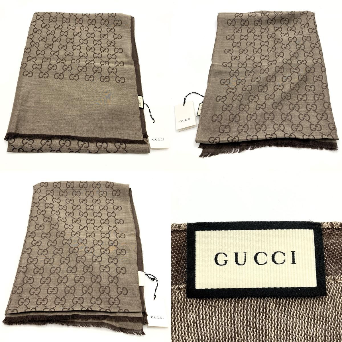 美品 GUCCI グッチ GG柄 ストール マフラー スカーフ ブラウン ベージュ ウール シルク レディース メンズ ファッション 165903  USED 中古 - メルカリ