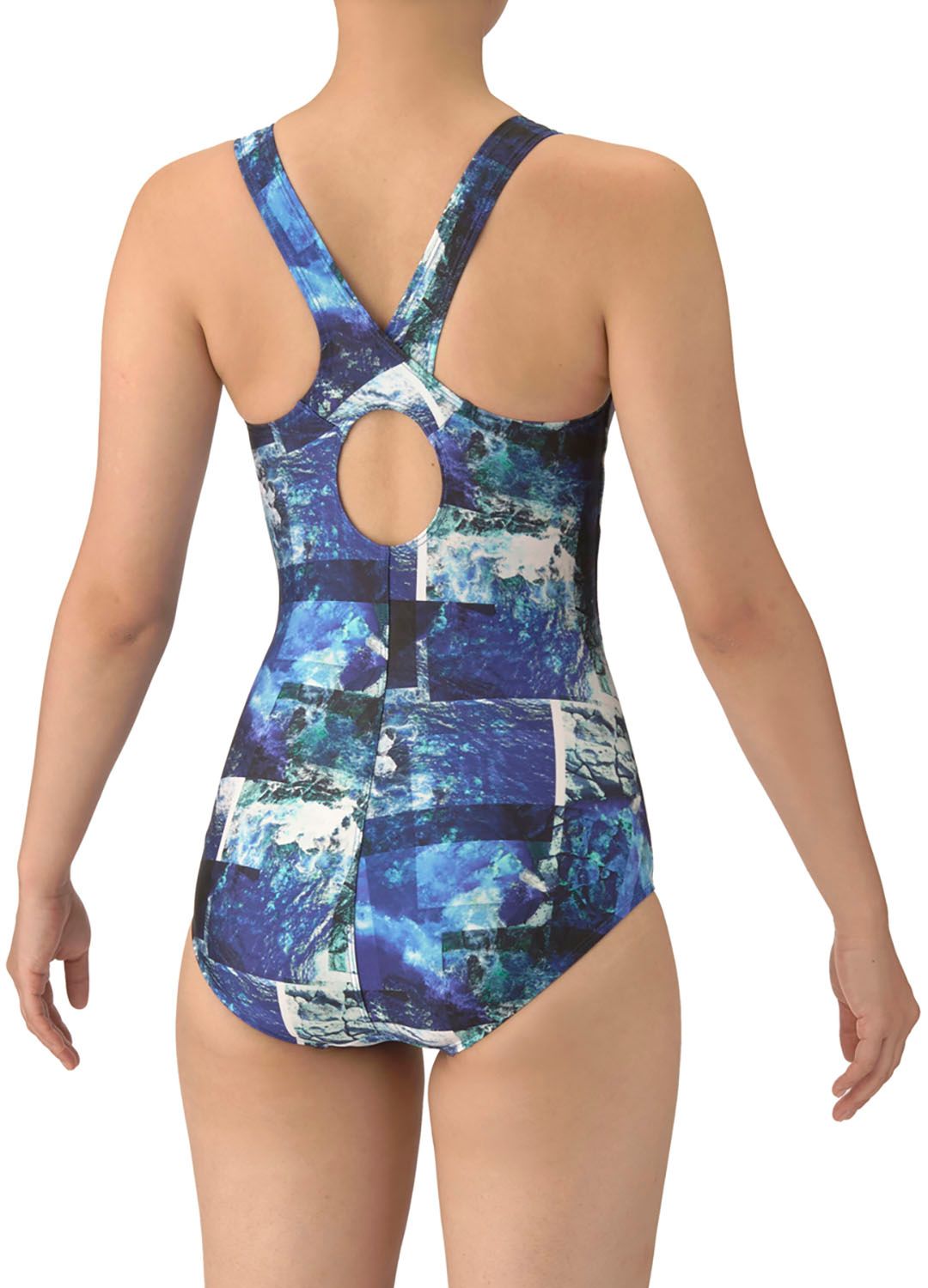 アリーナ arena スイミング フィットネスワンピース オープンバック ぴったりパッド 水着 スイムウエア レディース 女性用 大人 水泳 競泳 プール フィットネス トレーニング ジム 練習 AS5FWF06L BLYL ブルー×イエロー