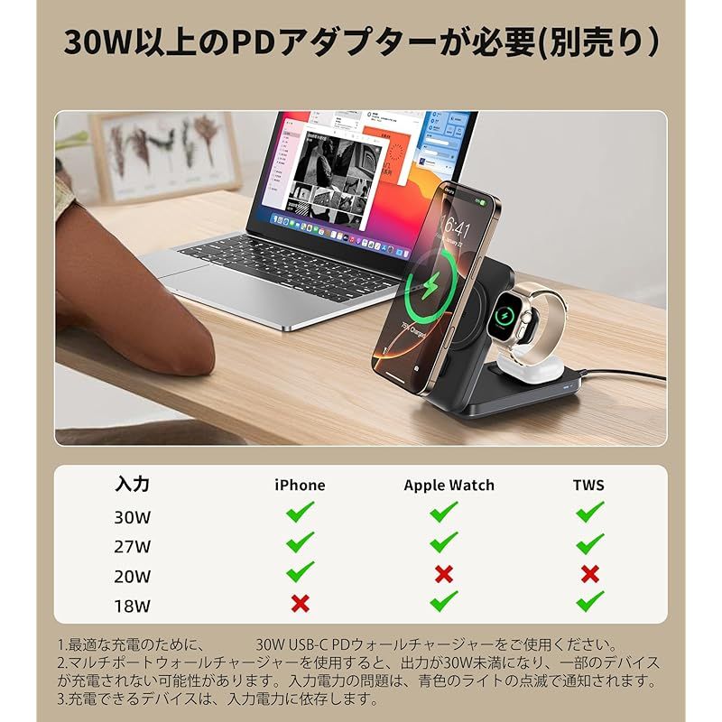 ワイヤレス充電器 マグネット式