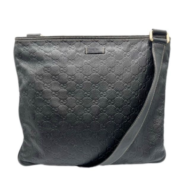 GUCCI グッチGG柄 バッグ キャンバス レザー ゴールド金具 斜め掛け GUCCI グッチ GGシマ 斜め掛け ショルダーバッグ レザー ダーク