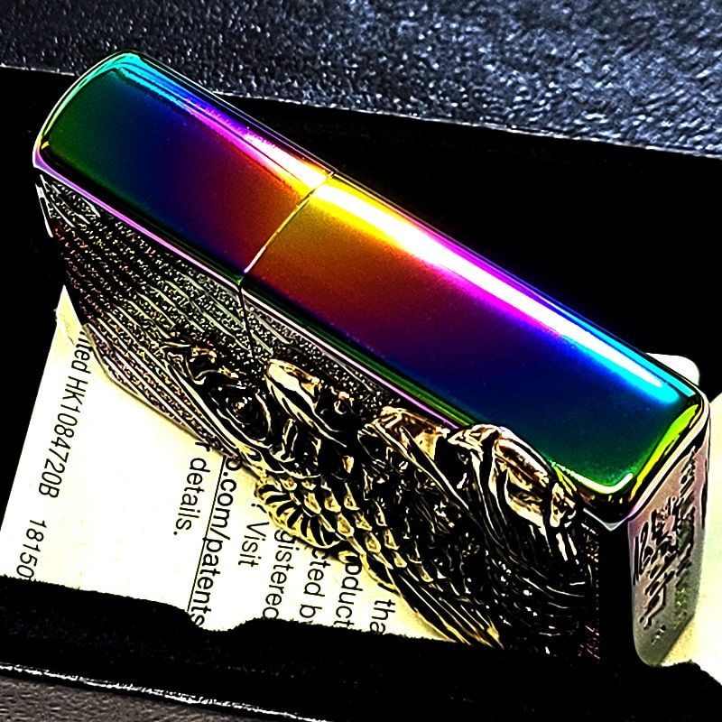 ZIPPO[ジッポー]両面加工 登龍門 TC(R) Br レインボーチタンコーティング ブラス ZIPPO 和柄 登龍門 昇鯉 竜 ジッポ ライター 両面加工 柄違い