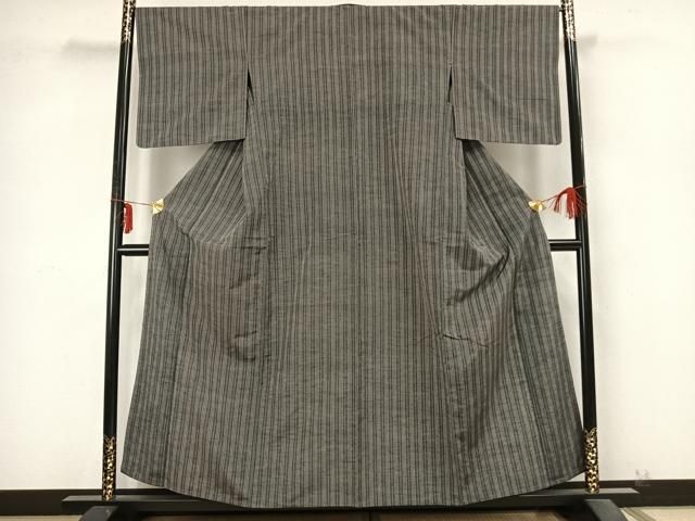 平和屋着物 上質な紬 単衣 縞 正絹 AABB2260fy