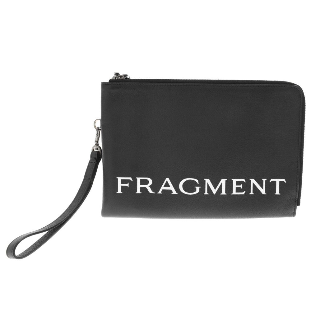 BVLGARI (ブルガリ) ×フラグメントデザイン ロゴ レザークラッチバッグ 二つ折り 鞄 ブラック 288581