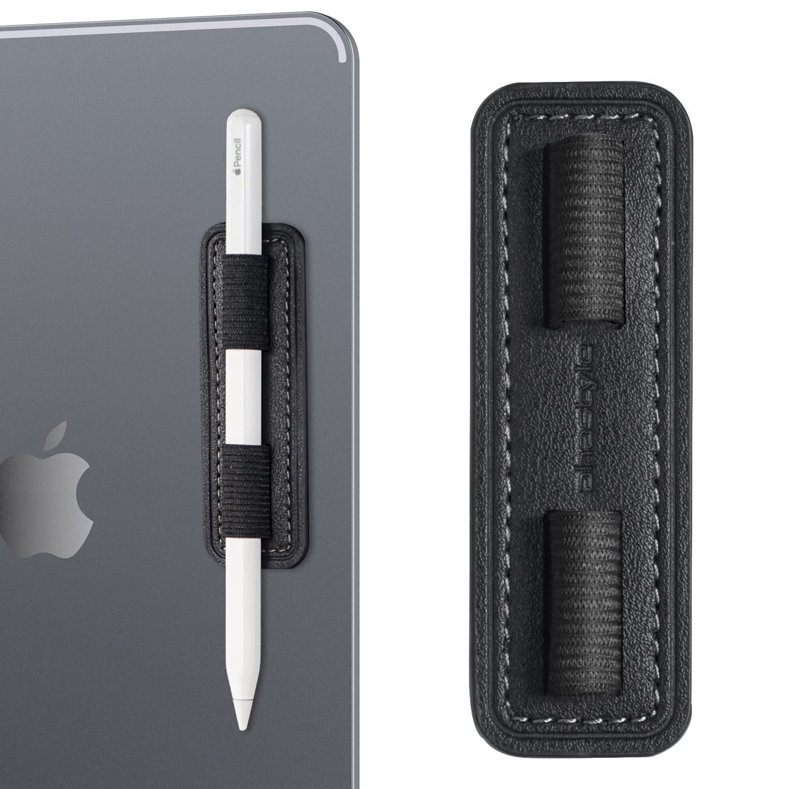 ブラック AhaStyle Apple Pencil ホルダー 取り外し可能で耐久性のあるペンループ 弾性強力粘着ホルダーステッカー付き Apple Pencil (USB-C)とApple Pencil (第1/第2世代)用 (黒色)