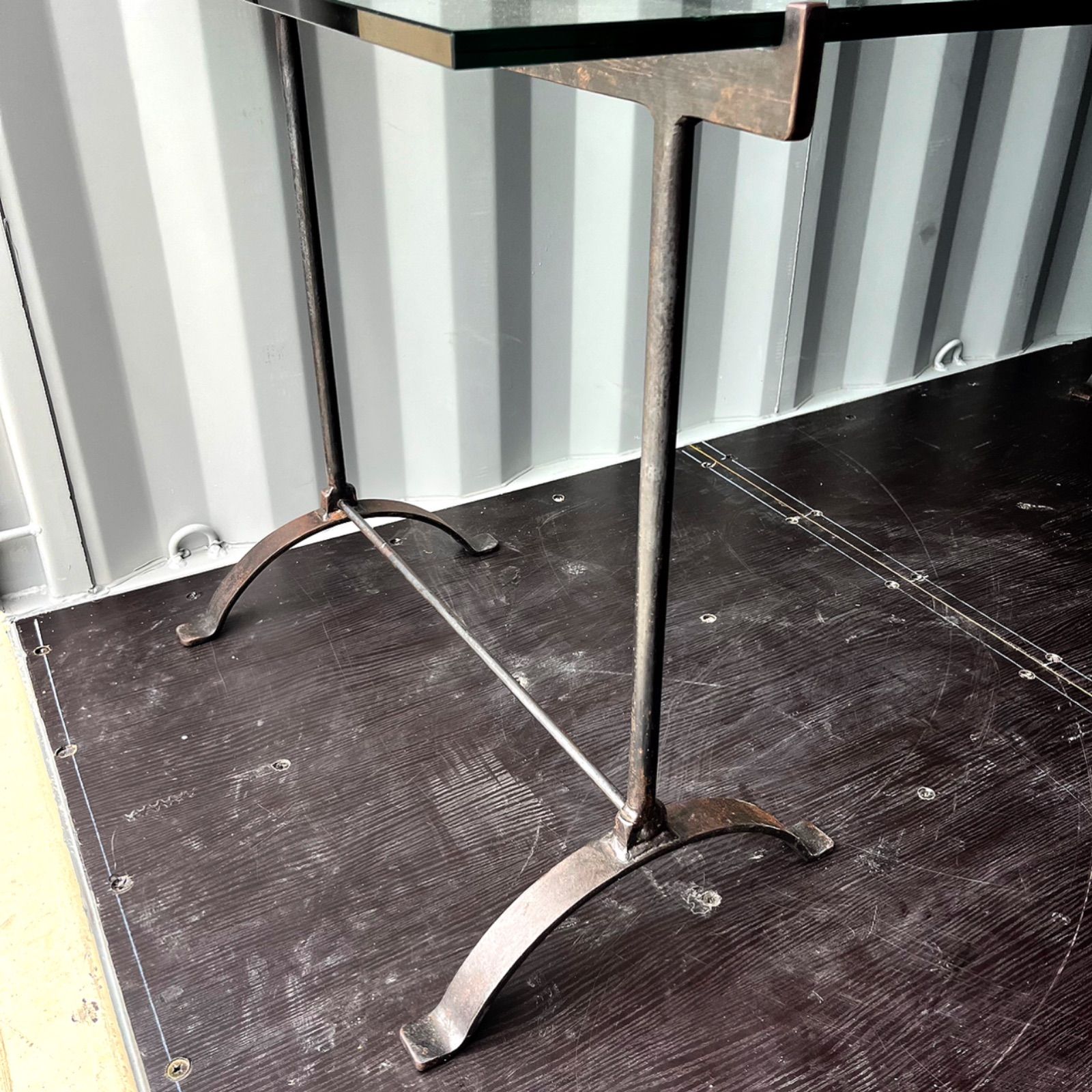 取付無料！真鍮 ガラス天板 インダストリアル モダンダイニング