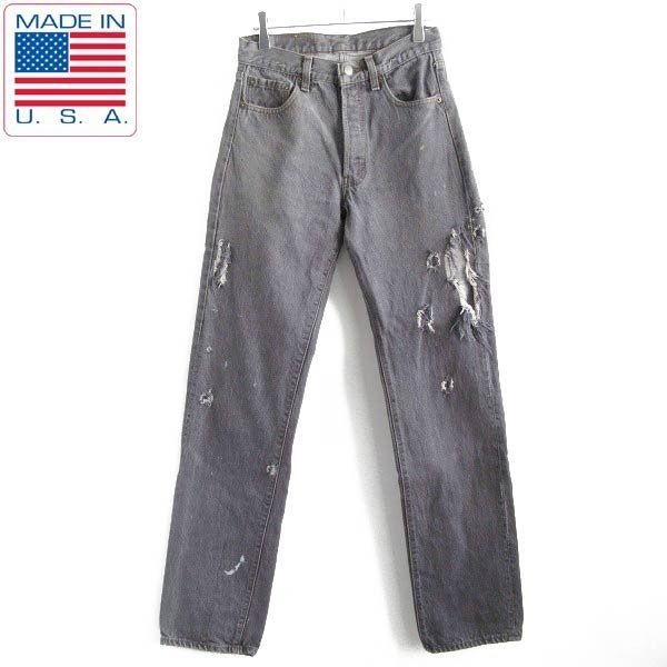 希少 最初期 1986年製 先染めブラック USA製 リーバイス501 ジーンズ W28 ハチマル 内股シングルステッチ 衣装 ビンテージ D147-21-0057ZT