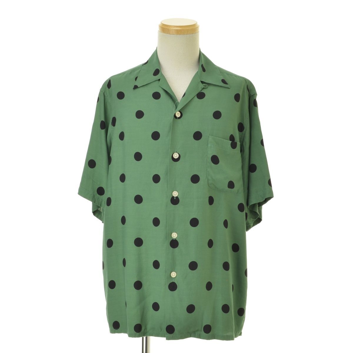 WACKOMARIA】DOTS OPEN COLLAR SHIRT(GREEN)ドット オープンカラー