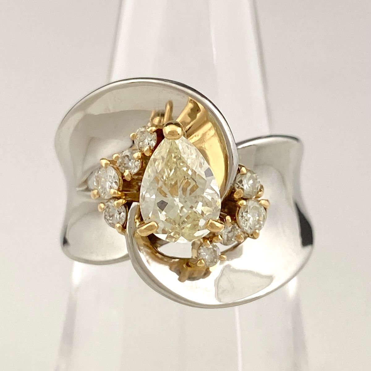 ダイヤモンド デザインリング プラチナ K18 イエローゴールド 指輪 ...