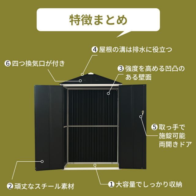 両開きドアー 大型物置