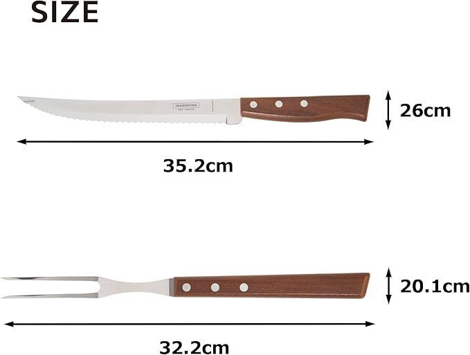 トラモンティーナ 木柄 カービングフォーク & ナイフ 小売業者