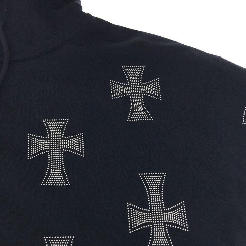 UNKNOWN (アンノウン) Navy Cross Rhinestone Zip Hoodie ネイビー