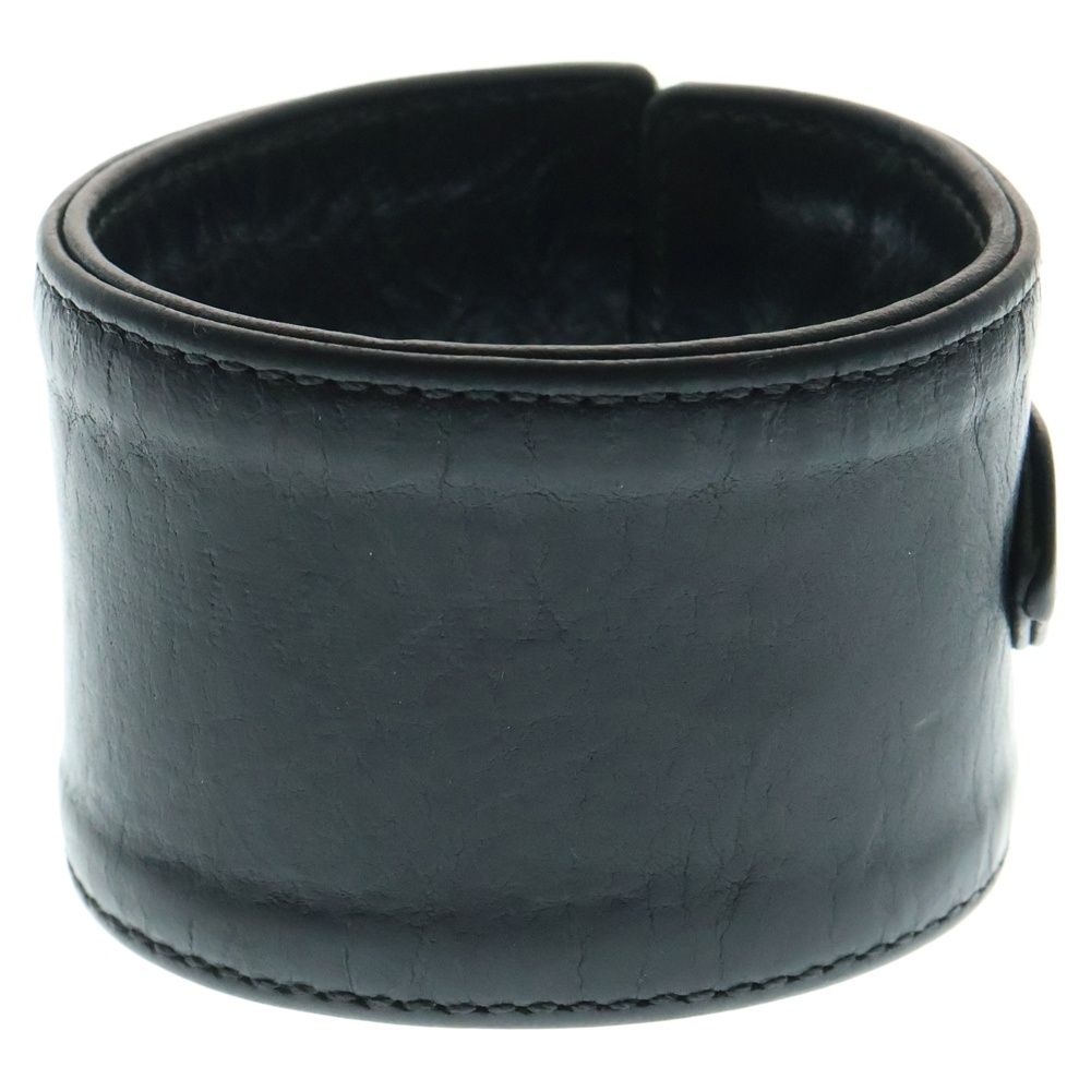 CHROME HEARTS クロムハーツ WIDE HARNESS CLASP ワイドハーネスクラスプ レザーブレスレット ブラック|シルバー