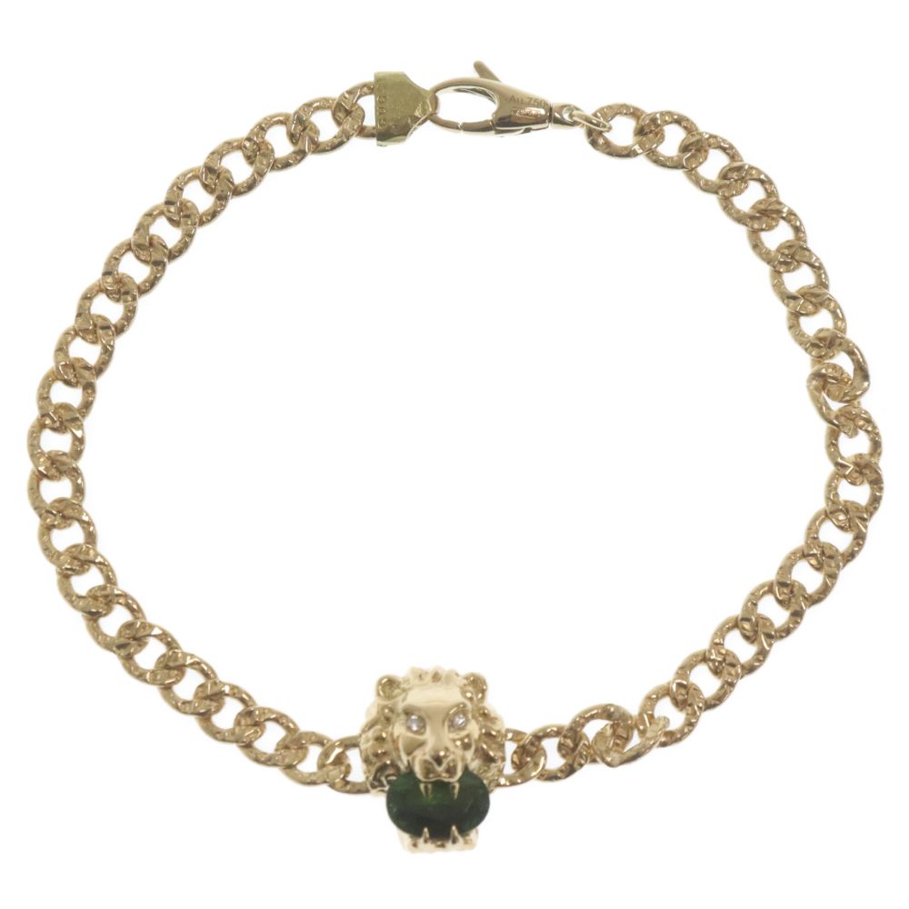 GUCCI (グッチ) K18YG Lion Head Bracelet with Chrome Diopside