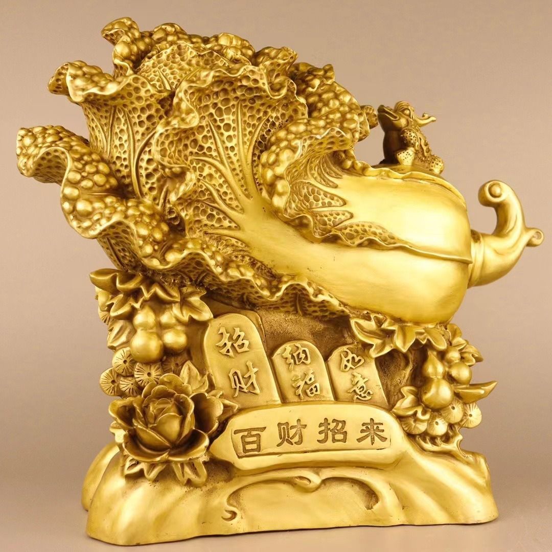 白菜 はくさい 置物 オブジェ 金 ゴールド 黄金 伝統 工芸品 富飾り