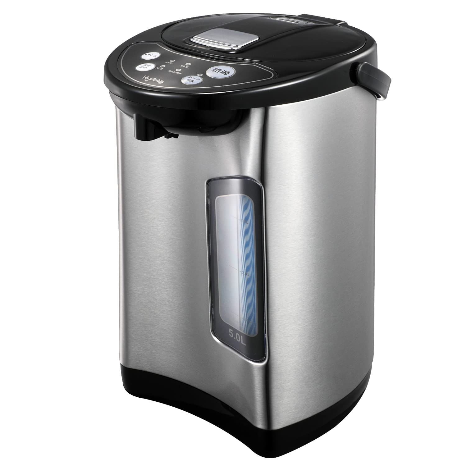 省エネ 5 0 L 3段階温度設定 シンプル操作の2 WAY給湯 大容量 安心 安全構造 360度回転底 電気ポット 空焚き防止 電動給湯ポット 東京Deco ブラック シルバー g 004