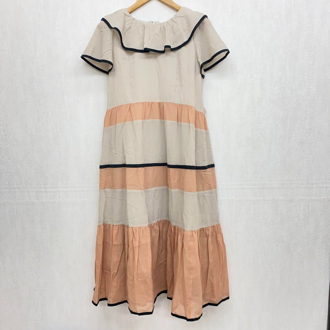 m4888 ローズティアラ コットンシフォン 配色 マキシワンピース