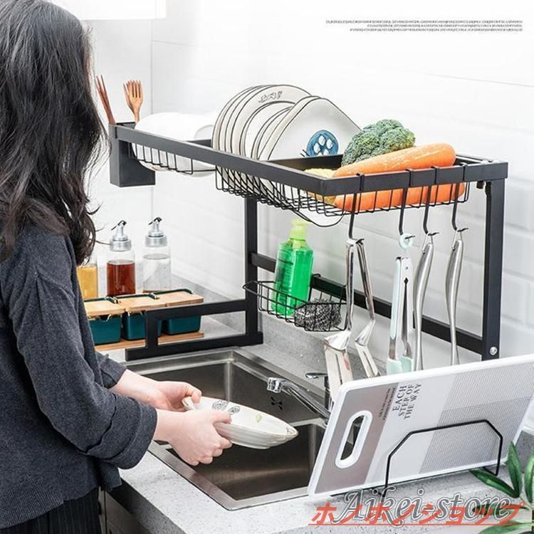水切りラック 水切りかごシンク上 キッチン収納 収納ラックまな板スタンド付 皿立て 食器 洗い物 水切り 乾燥 台所 流し台便利省スペース収納棚asdfg