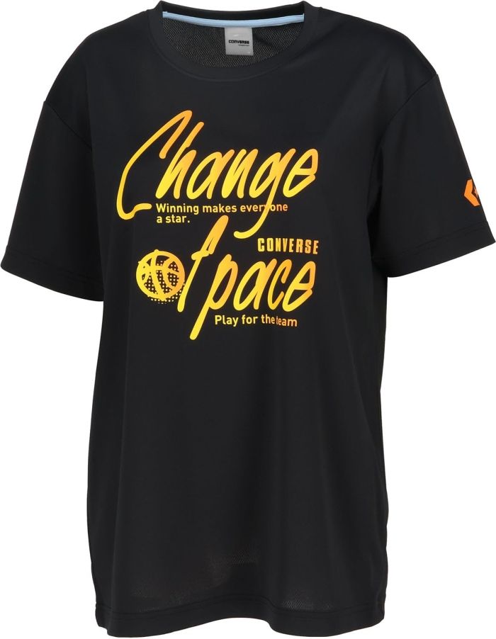 【新品・4営業日で発送】コンバース 4S_ガールズプリントTシャツ (CB341353) 色 : ブラック／オレンジ サイズ : O 