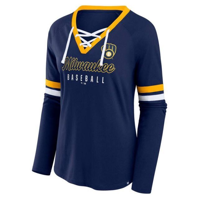 売れ筋商品|||ファナティクス カットソー トップス レディース Women's Navy Milwaukee Brewers Boom Fleece Pullover V-Neck Hoodie Navy, Steel womens-fanatics-navy-milwaukee