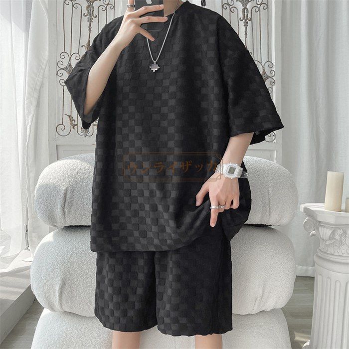 上下セット ジャージ メンズ 大きいサイズ ゆったり セットアップ 通気 涼しい tシャツ ハーフパンツ 2点セット KDmI328