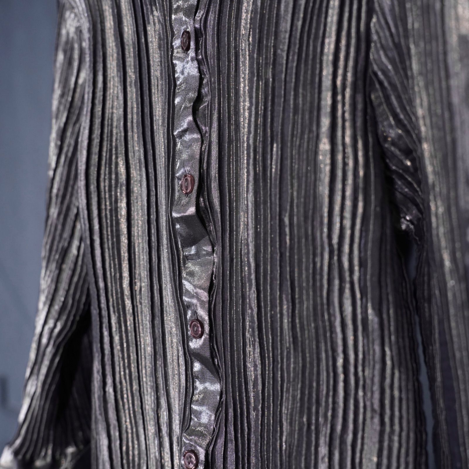 SHIRT アメリカ古着メタリックプリーツデザインシャツ