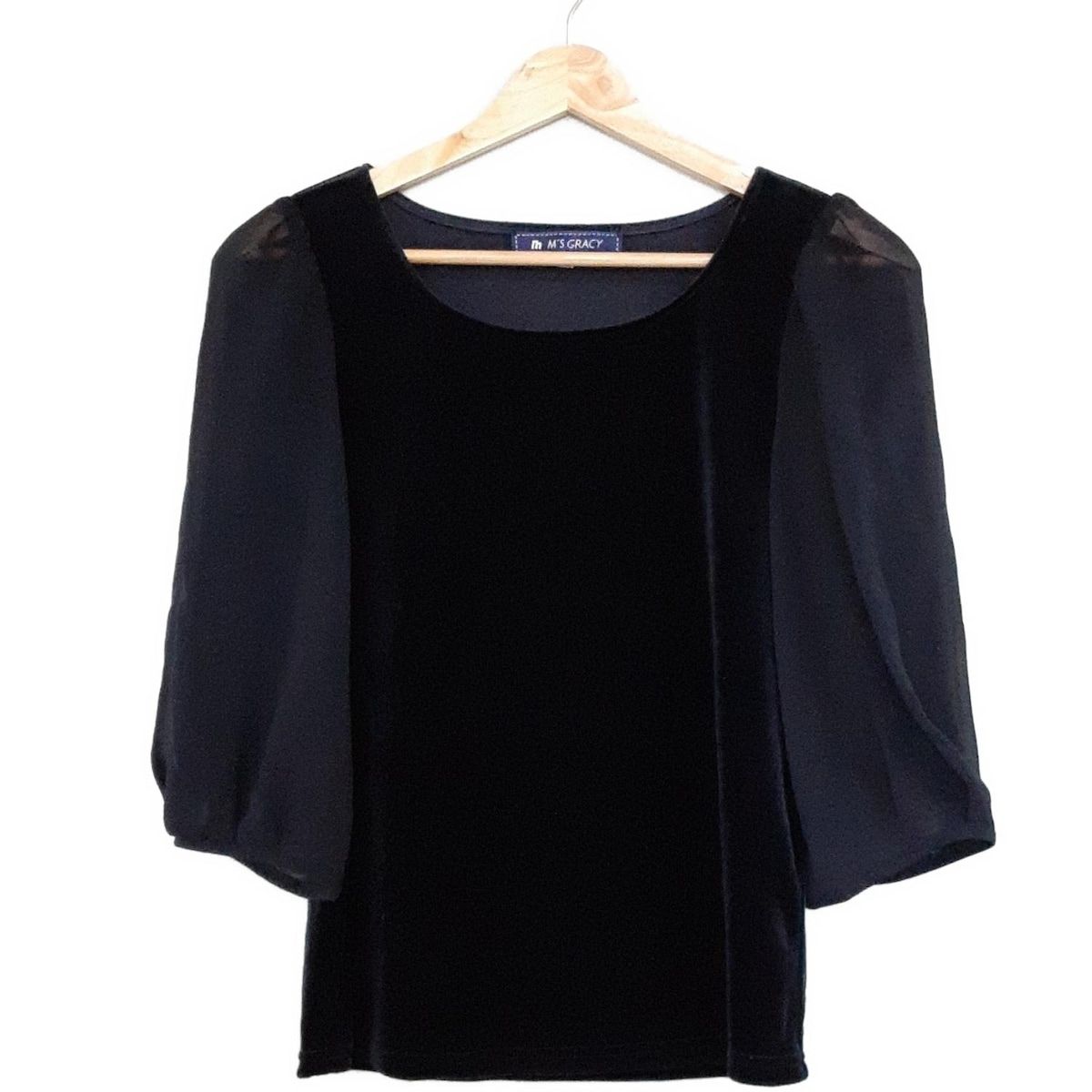 M'S GRACY(エムズグレイシー) 七分袖カットソー サイズ38 M レディース - 白 クルーネック/レース エムズグレイシー M\u0027S GRACY 七分袖カットソー サイズ40 M - 黒×白