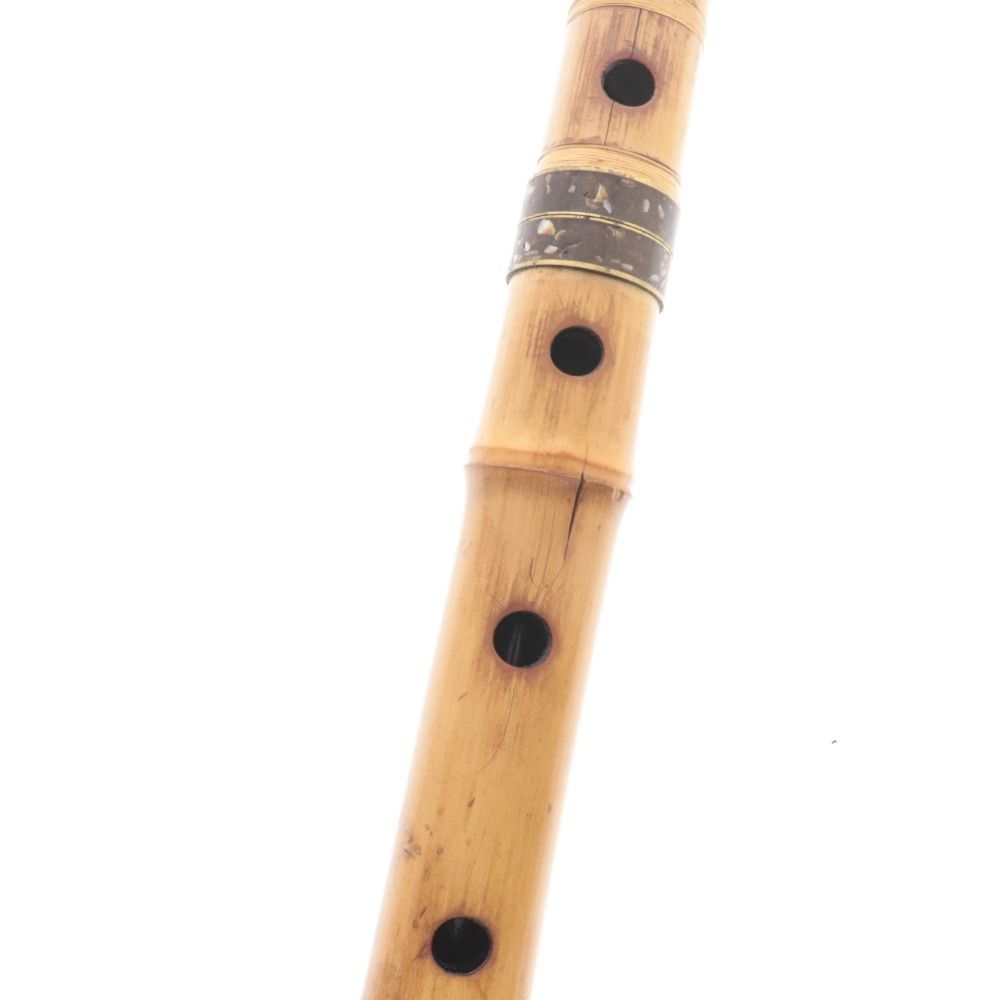 □ 尺八 竹友 焼印 銘有り 2尺 全長約61cm 重量約378g 和楽器 歌口