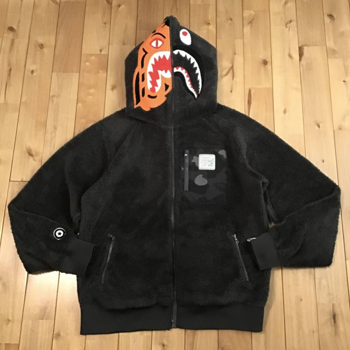 BOA TIGER SHARK full zip HOODIE JACKET Lサイズ グレー a bathing ape BAPE ボア タイガー  シャーク パーカー エイプ ベイプ